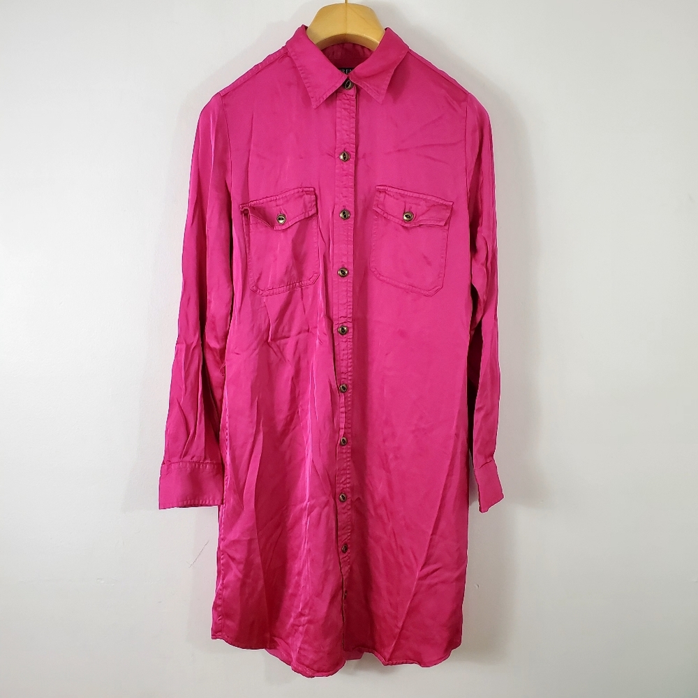 Vintage  Lauren Ralph Lauren Magenta Pink Shirt Dress - Picture 4 of 11
